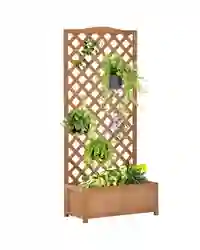 Outsunny Garden Wooden Planter Box with Trellis Flower Raised Bed, 76x36x170cm