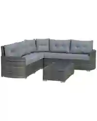 Outsunny Aluminium 4 Pieces Outdoor PE Rattan Sectional Conversation Sofa Set