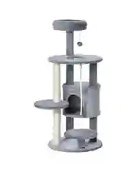 PawHut Cat Tree Tower Activity Center with Hanging Ball Toy Teasing Rope 112cm