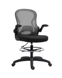 Vinsetto Draughtsman Chair Tall Office Chair w/ Adjustable Footrest, Dark Grey