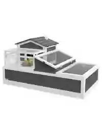 PawHut Three-Room Tortoise House Habitat with Balcony, Two-Story Reptile Cage