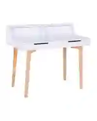 HOMCOM Writing Desk Side Console Table Solid Wood Legs White Home Office Study