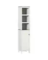 kleankin Bathroom Storage Cabinet w/ Door Cupboard and Adjustable Shelf, White