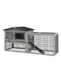 Pawhut Rabbit Hutch Pet House Outdoor Run Design w/ Water-Resistant Paint Ramp