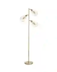 HOMCOM Industrial Steel Birdcage Floor Lamp w/ 3 Lights Round Base Switch Gold