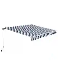 Outsunny Garden Sun Shade Canopy Retractable Awning, 3 x 2.5m, Blue and White