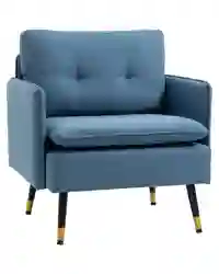 HOMCOM Modern Upholstered Armchairs Tufted Accent Chairs for Bedroom Dark Blue