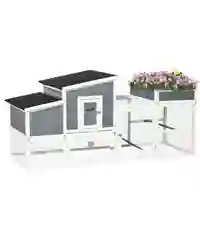 PawHut Wooden Chicken Coop Rabbit Hutch Poultry Cage W/ Plant Box Nesting Box