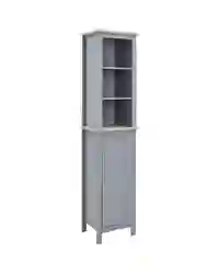 kleankin Bathroom Floor Tall Cabinet Storage Unit w/ Cupboard Adjustable Shelf