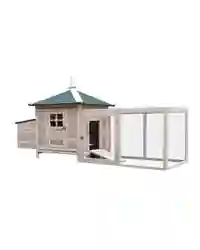 PawHut Chicken Coop Hen Poultry House w/ Nesting Box Outdoor Run Patio Wooden