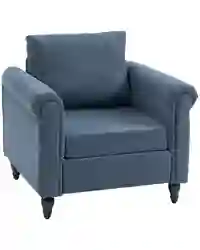 HOMCOM Vintage Armchair Fabric Accent Chair with Gourd-Shaped Rubber Wood Legs