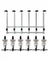 Beaumont 6 x 50ml Chrome Solo Bar Optic Spirit Measure & 70cl/1L Wall Brackets