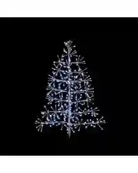 Christmas Light Up Silver Tree Indoor/Outdoor Decoration 296 White LEDs - 90cm