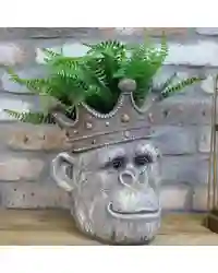 Decorative Plant Pot Resin Planter Gorilla King Animal Head Design Garden Gift