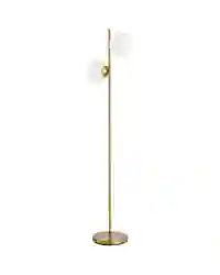 HOMCOM 2 Glass Shade Floor Lamp Metal Pole Modern Decorative Floor Switch Gold