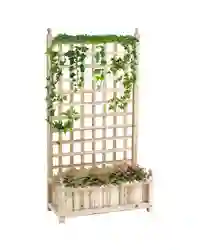 Outsunny Raised Garden Bed with Trellis Garden Planters Indoor Outdoor Natural