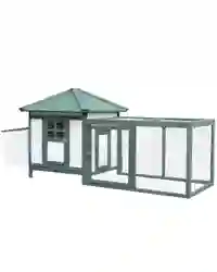 PawHut Chicken Coop Hen Poultry House w/ Nesting Box Outdoor Run Patio Wooden