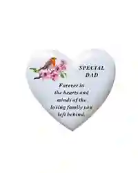 Graveside Plaque Memorial Special Dad White Heart & Robin Remembrance Ornament