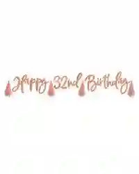 Happy Birthday Personalise Age Letter Banner Garland Party Decoration Rose Gold