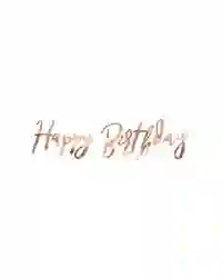 Happy Birthday Rose Gold Shiny Metallic Foil Party Decoration Bunting Banner x1