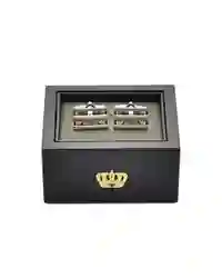 Men's Oblong Cufflink Pair Brushed Rhodium Accessories & Harvey Makin Gift Box