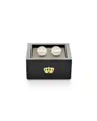 Metal Plated Engravable Round Cufflink Pair Modern Men's Harvey Makin Gift Box