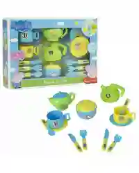 Peppa Pig Plastic Tea Set 15 pc Teapot Kettle Cutlery Cups Girls Role Play Toy