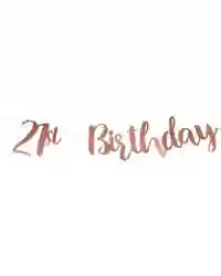 Rose Gold Foil Finish 21st Birthday Letter Hanging Banner Party Decorations 1m