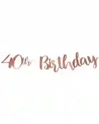 Rose Gold Foil Finish 40th Birthday Letter Hanging Banner Party Decorations 1m