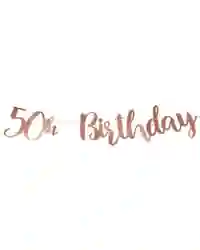 Rose Gold Foil Finish 50th Birthday Letter Hanging Banner Party Decorations 1m