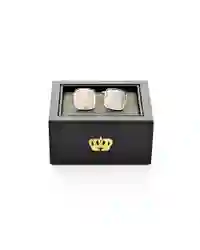Shiny & Brush Rhodium Plated Cufflinks Men's Accessories Harvey Makin Gift Box