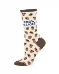 Socksmith Women Graphic Ivory Cotton Crew Socks Cool Beans Print Design UK 3-8