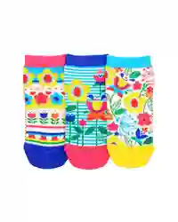 United Oddsocks Flower Trio Mismatch Girls Liner Socks Kids UK 12-5.5 Gift Idea